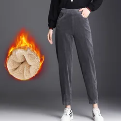 Plush Thick/Thin Casual Pants Women's Corduroy Warm Pants Autumn Winter Leggings High Waist Harem Pants Trousers Брюкиженские