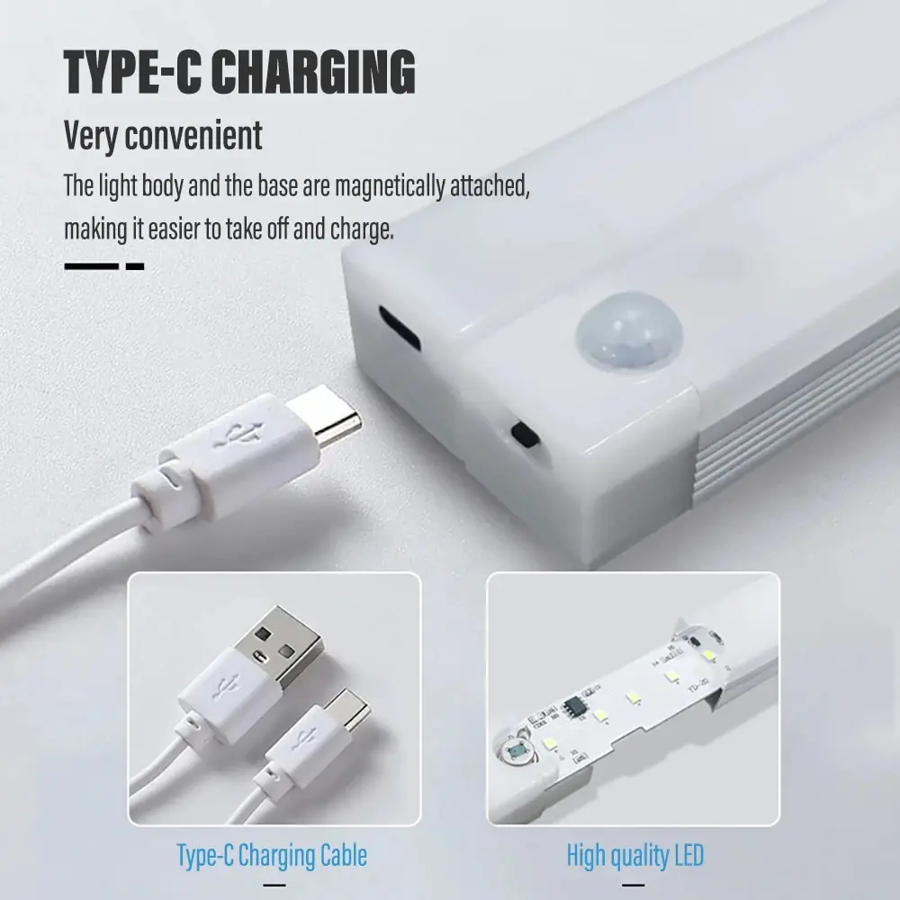 10CM/3.87 cala magnetyczny inteligentny czujnik oświetlenie szafki akumulatorowa lampka nocna oświetlenie szafy domowej wsparcie nieskończone