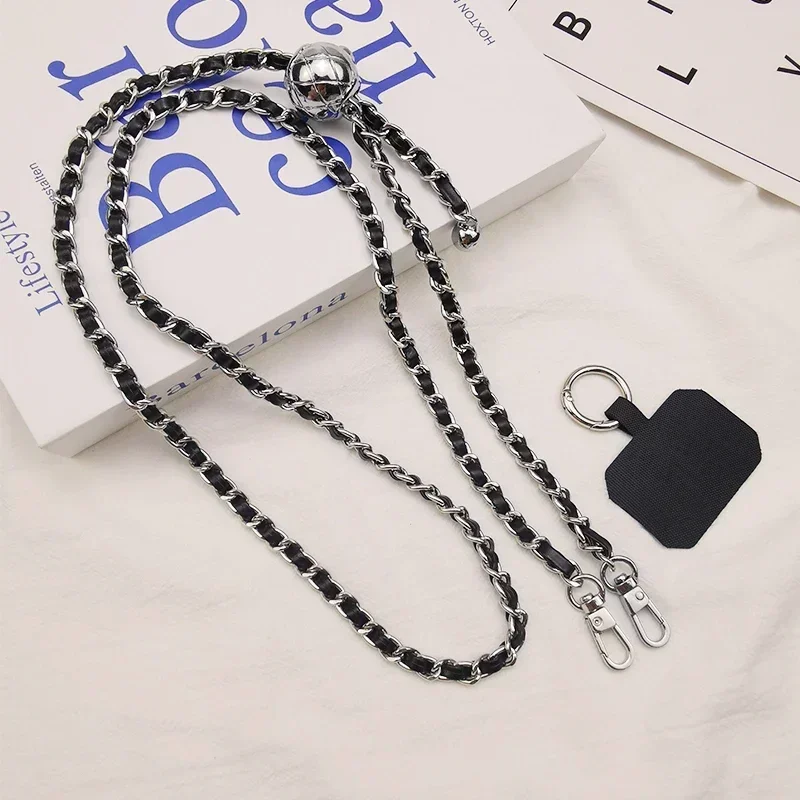 Mobile Phone Lanyard Small Fragrance Style Pickup Chain Cross-body Round Ball Telescopic Buckle Decoration Adjustable Lanyards