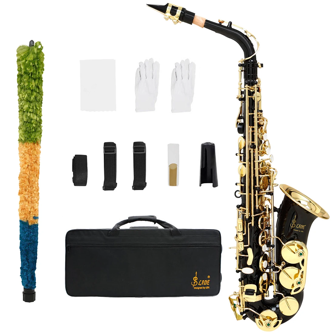 SLADE Alto Saxophone EB Black Gold Key Control Music Instrument Brass Practice Playing Music Sax Instrument With Accessories