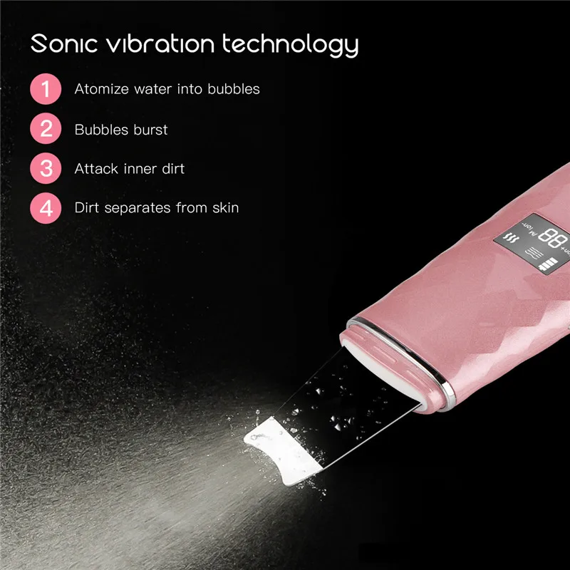 High Quality Ultrasonic Skin Scrubber Cleanser Face Cleaning Acne Removal Galvanic Facial Spa Ultrasound Peeling Clean Tone Lift