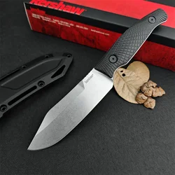 KS Camp 1083 Stonewashed Folding Knife FRN Handle D2 Steel Military Hunting Tactical POCKET EDC Tool with Sheath Outdoor Gear