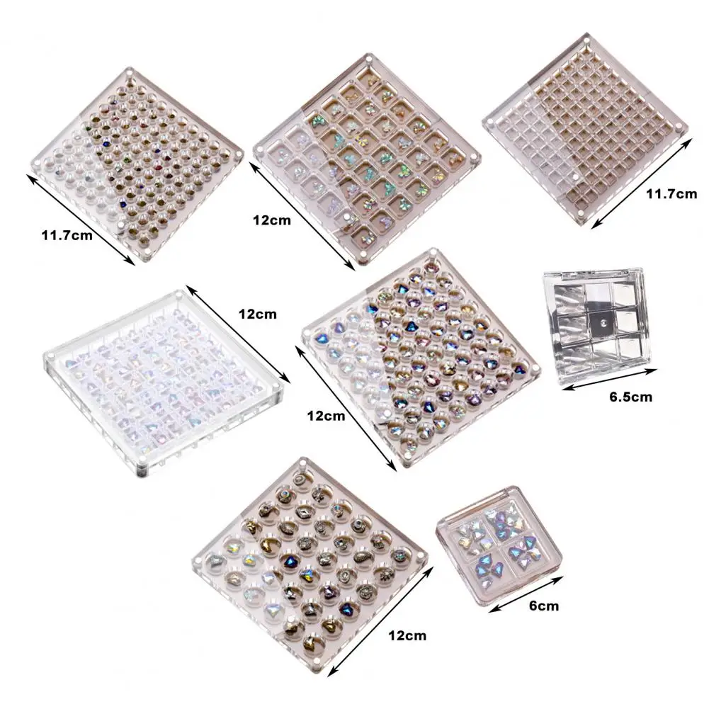 Nail Rhinestone Box Acrylic Nail Rhinestone Storage Box with 36 Grids Magnetic Suction Organizer for Nail Jewelry Eco-friendly