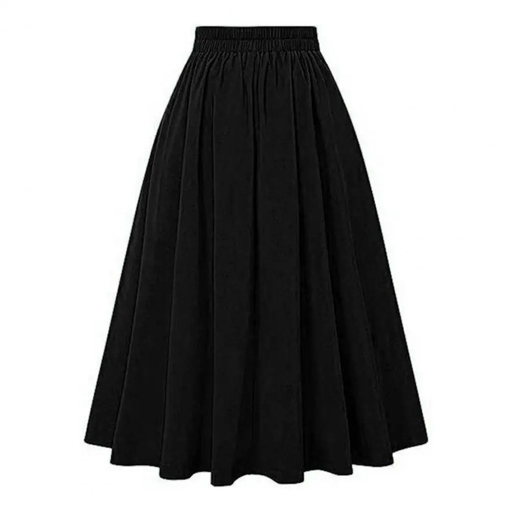 

Women Skirt High Waist A-line Midi Skirt Buttoned Office Lady Workwear with Pockets Solid Color Elegance for Women Office Lady