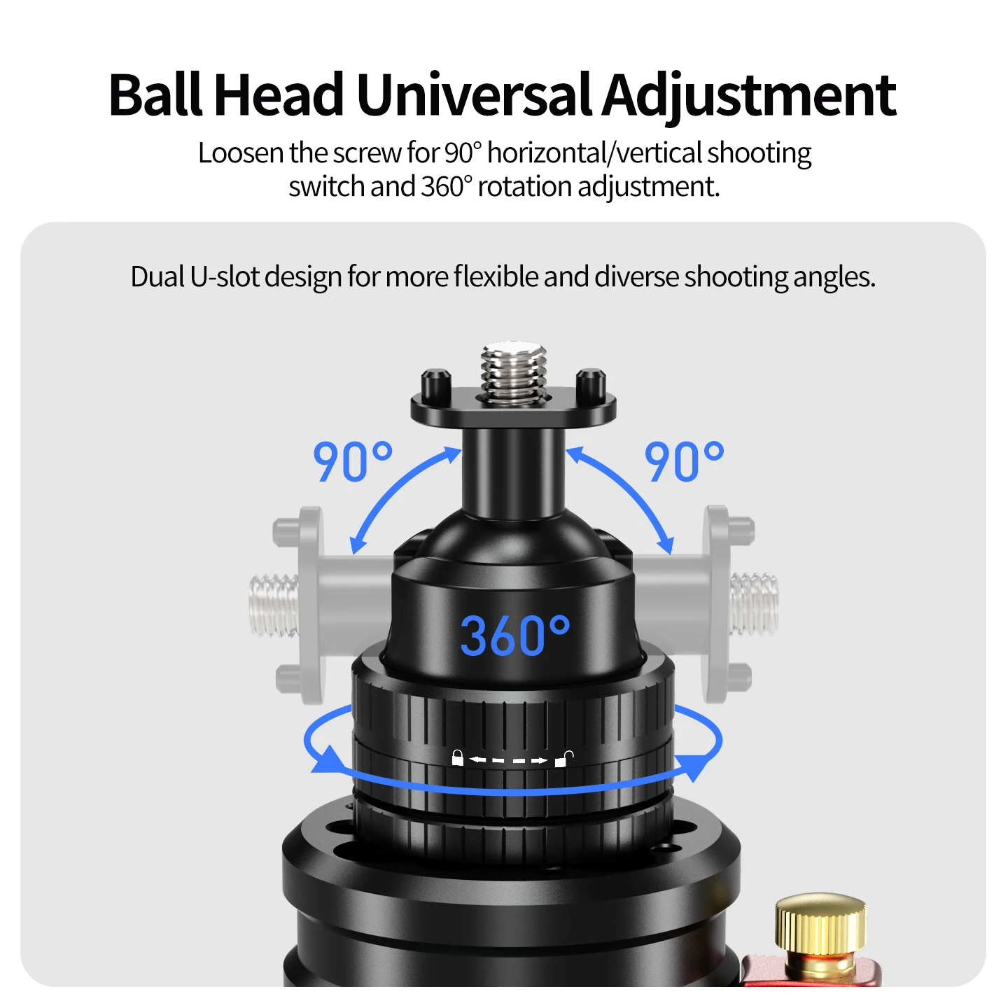 Mini-Kugelkopf, verstellbar, 1/4 Vakuumsaugnapfhalterung, 22 mm, 4 kg Tragkraft, für GoPro, Insta360, DJI 360II Action-Kamera, Glashalterung fürs Auto – Detail 4