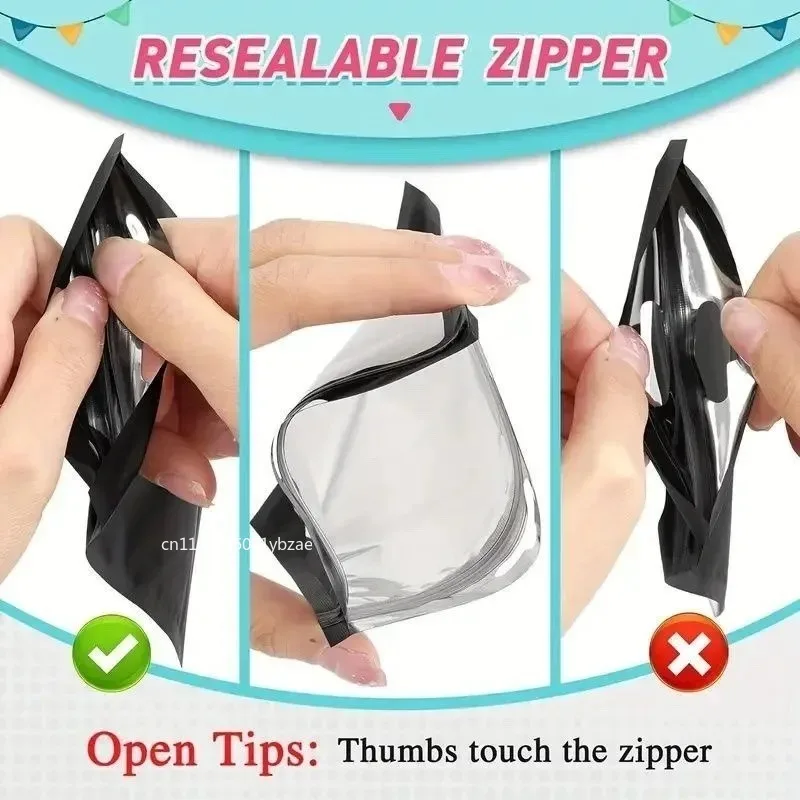 1-50pc saco ziplock holográfico plástico laser iridescente sacos zip para manicure cílios exibição brincos anel sacos de armazenamento de jóias