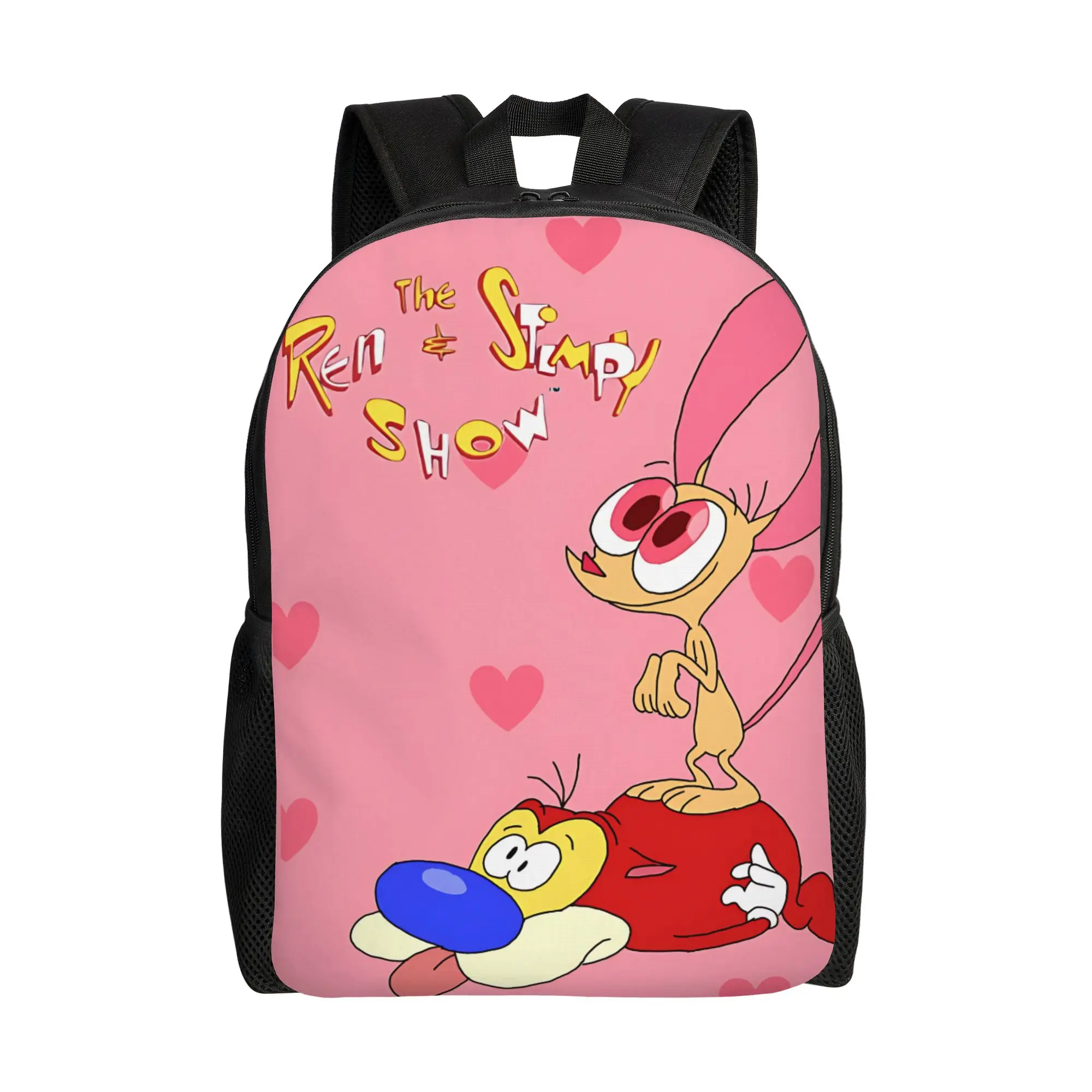 

1Piece Happy Happy Joy Joy Knapsack Zipper Closure Ren And Stimpy Handbag Birthday New Term Starts