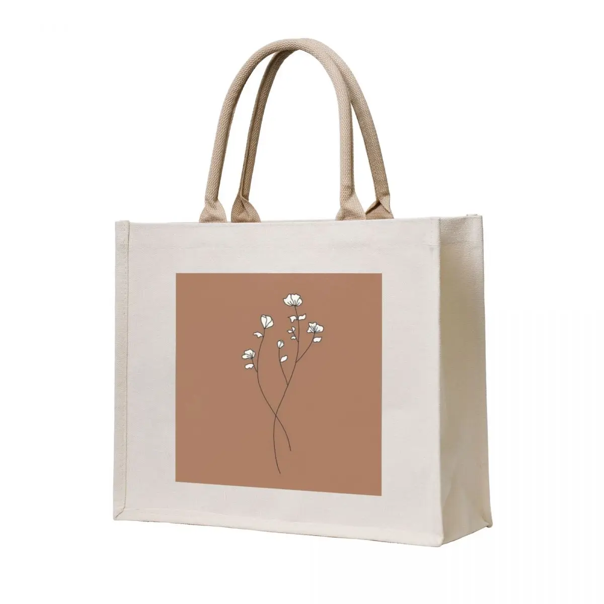

White flowers with brown background Tote Bag Women's shopping bag Canvas bags luxury women