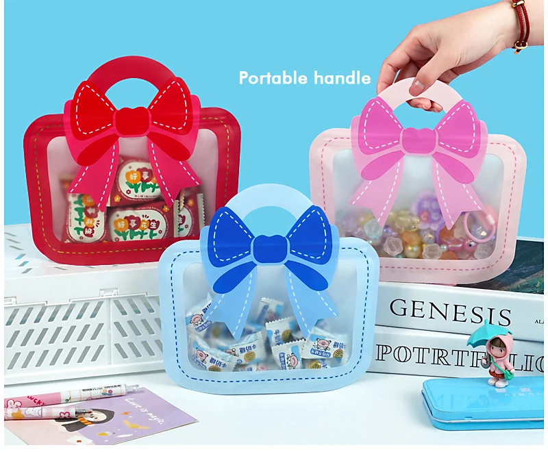 30 Stück Bogen-Snack-Verpackungsbeutel, tragbares Design, Kosmetik, Süßigkeiten, kleine Gegenstände, Aufbewahrung, selbstklebende Cartoon-Bogen, tragbare Geschenktüte – Detail 10