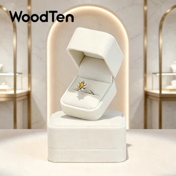 WoodTen Jewelry Box Ring Organizer White Velvet Earring Bracelet Necklace Packing Box…