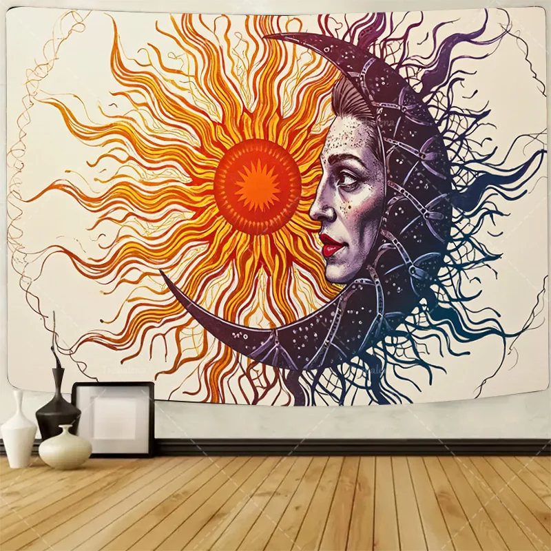 

1pc Wall Tapestry "Solar Eclipse Tapestry: Sun Moon Celestial Art for Boho Room Decor"