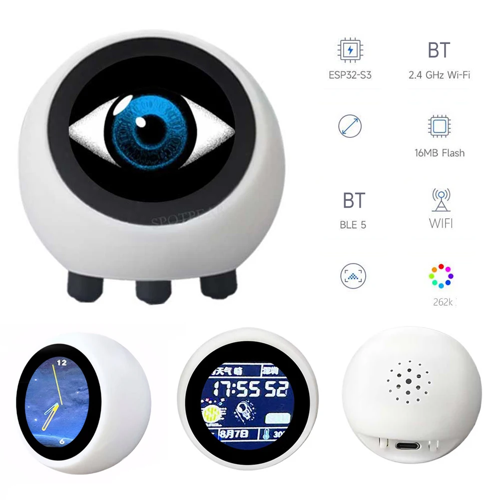 

Для XiaoZhi DeepSeek AI голосовой чат Robot Ball ESP32-S3 1,28-дюймовый ЖК-дисплей N16R8 макетная плата espHome Assistant Wi-Fi погодные часы