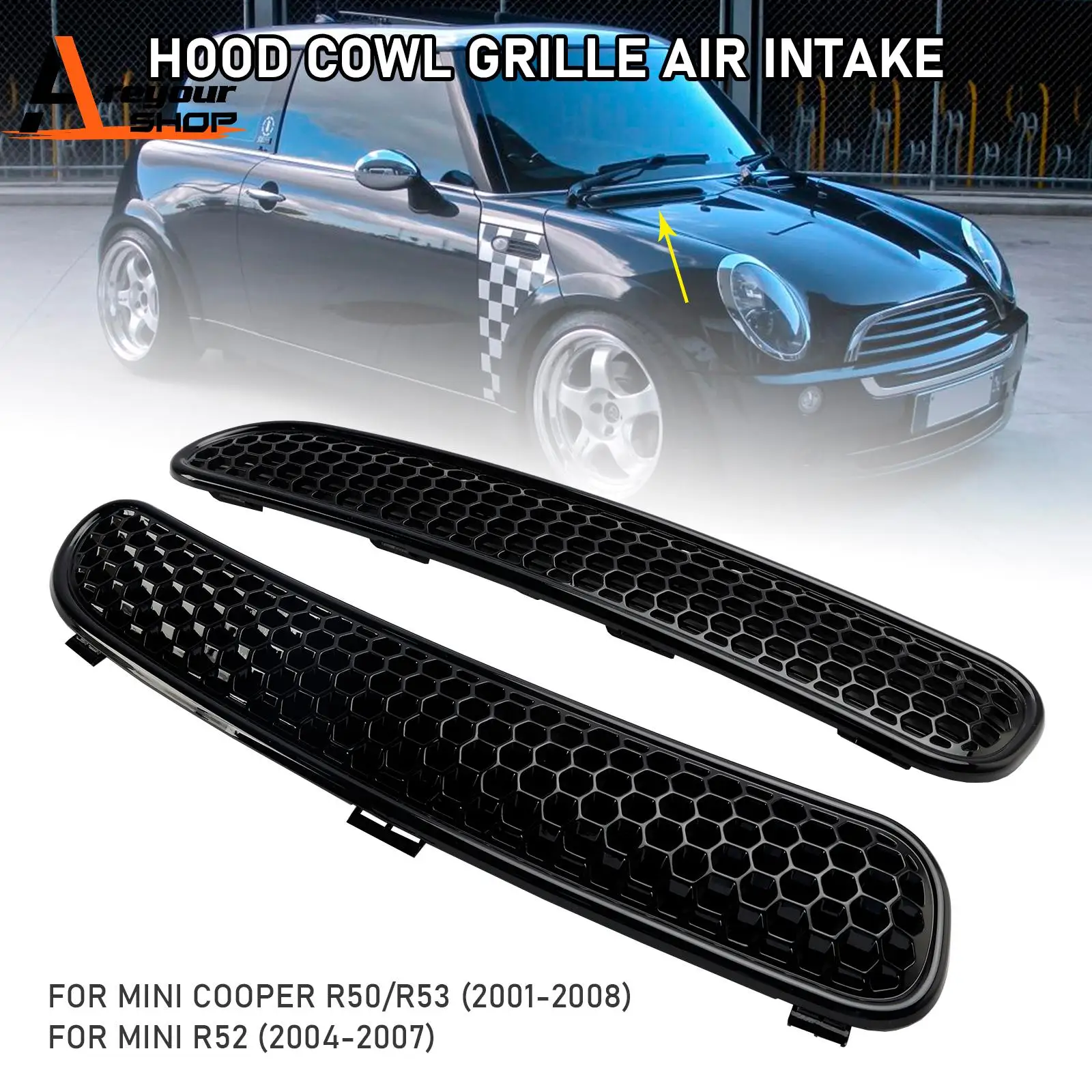 

Hood Cowl Grille Air Intake Duct 7122506 & 7122505 for Mini R50 R52 R53