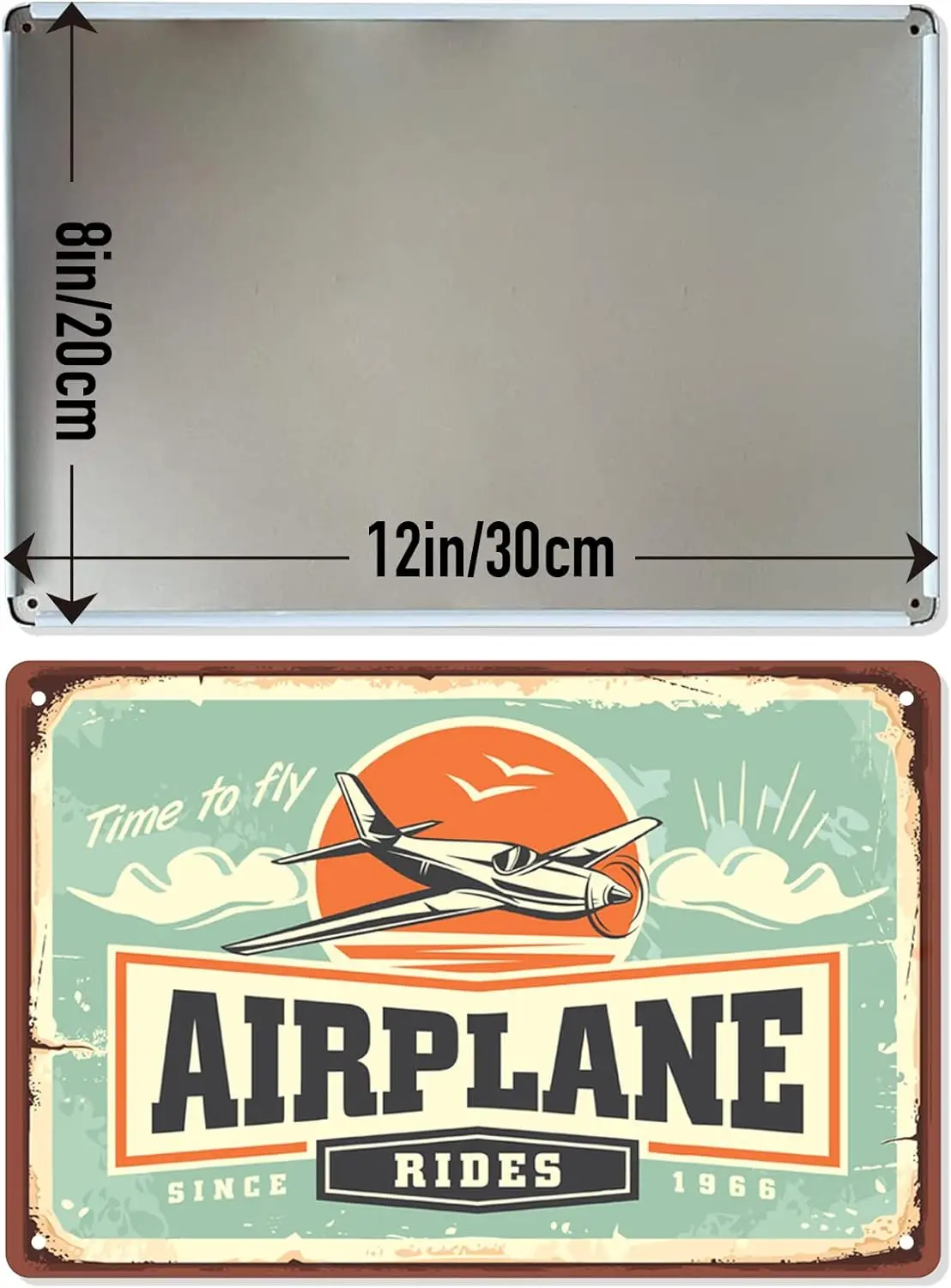 Vintage Airplane Tin Sign,Time To Fly Metal Signs,Airport Awaits Room Wall Decortive Signs,Retro Wall Art Decoration for