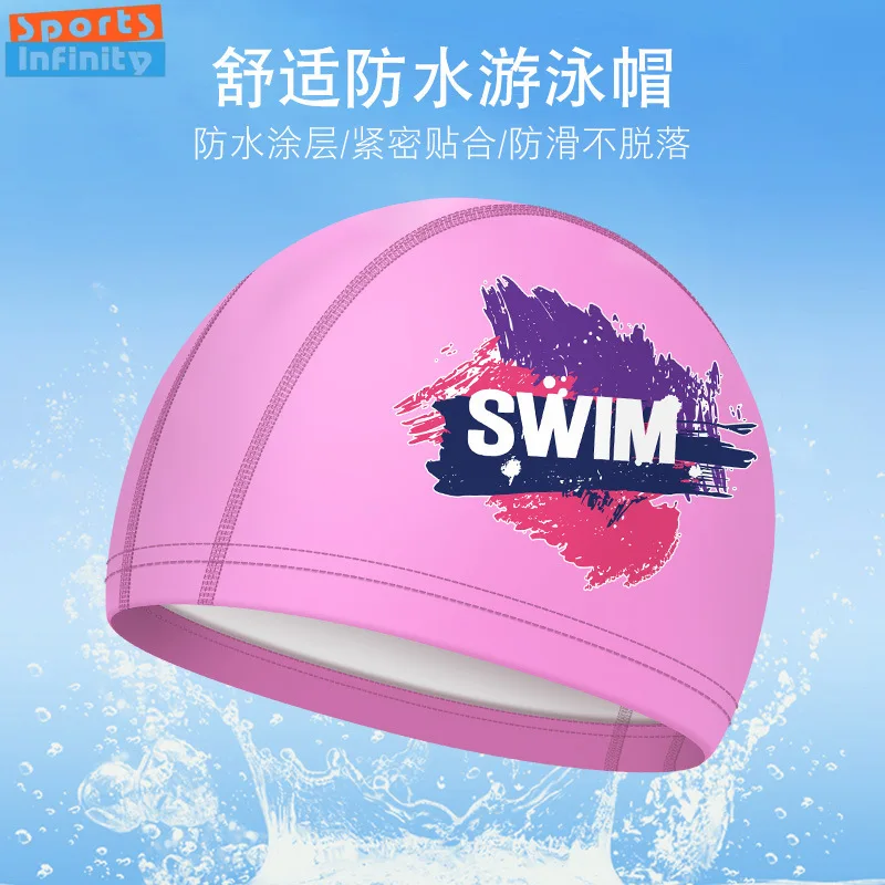 Adults Swimming Cap Women Men Ear Protection Silicone Waterproof Swim Caps for Women Enlarged Fashion Printed Swimming Caps