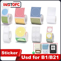 NiiMBOT Round Label Sticker Thermal Paper for B21 B3S B1 Label Maker Anti-tear Self-adhesive White Color Rolls Tape Cake Price