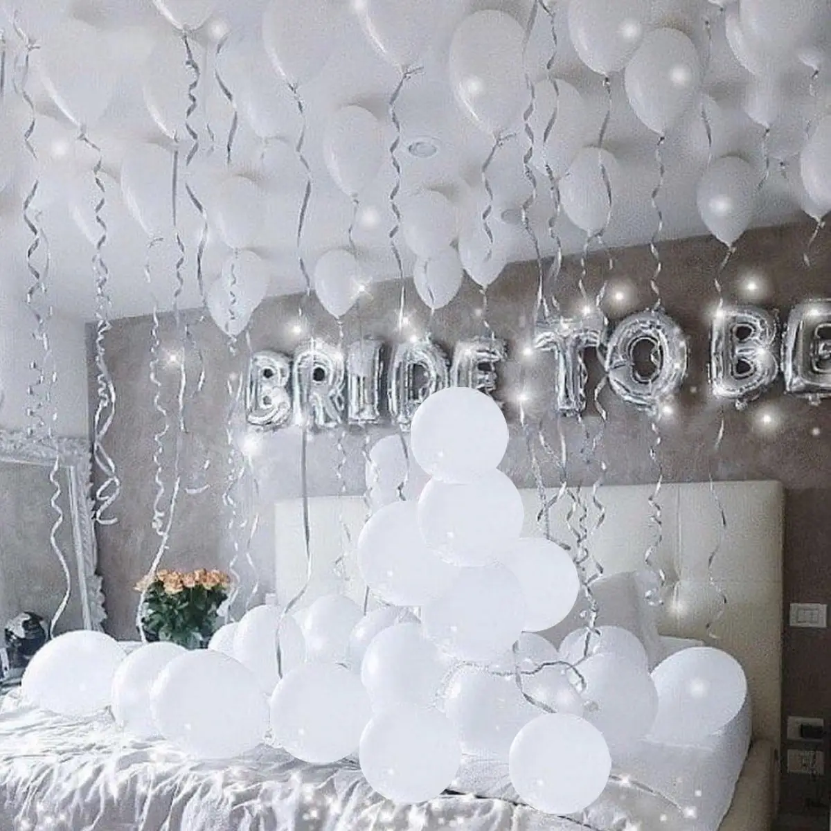 

70pcs Bride to Be Banner Sliver Letter Foil Balloon Set 10inch White Latex Globos Wedding Bridal Shower Bachelorette Party Decor