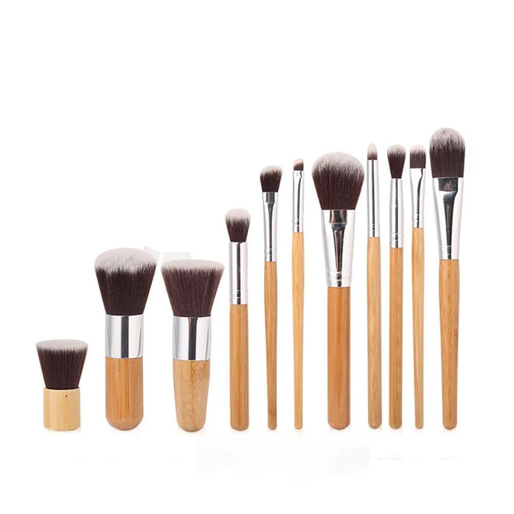 11 kosmetyczka z bambusowym uchwytem i pędzlem do makijażu