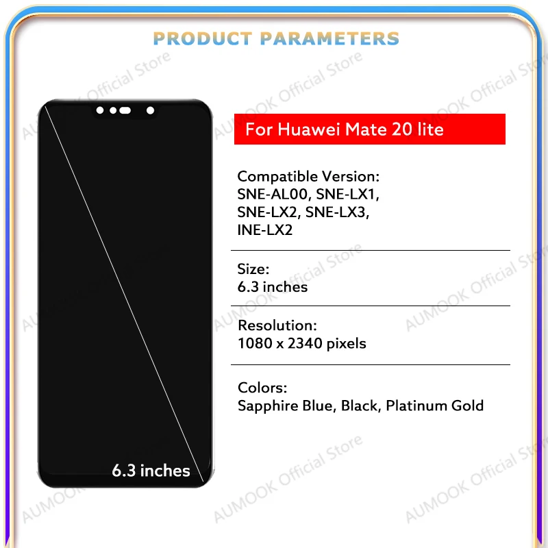 Wyświetlacz IPS LCD do Huawei Mate 20 Lite Panel dotykowy Digitizer SNE AL00 LX1 LX2 LX3 Część zamienna do naprawy LCD z ramką — zdjęcie produktu 2