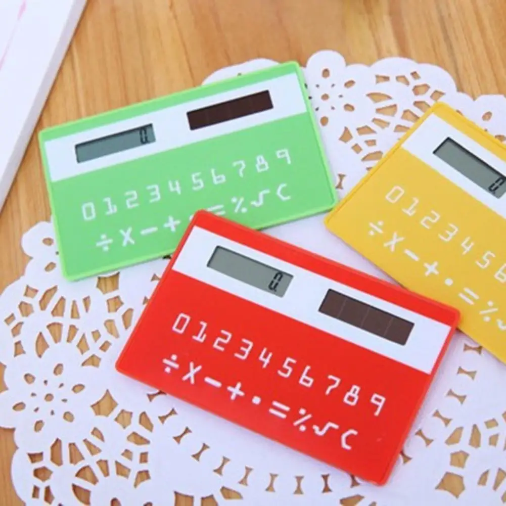 Durable Helpful Card Type Pocket Calculator Eco-friendly Student Calculator Practical Office Supplies