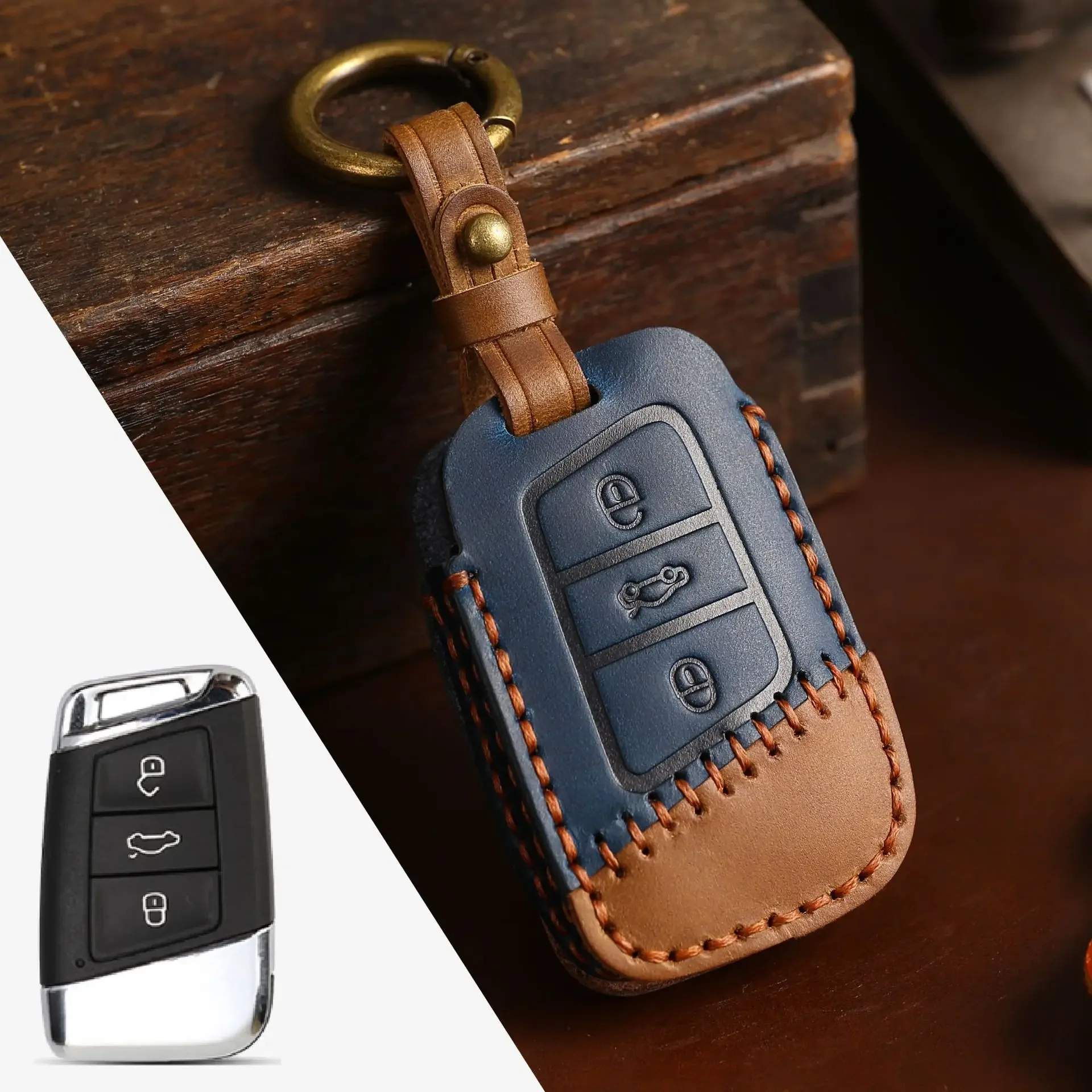 

1pc Leather Car Remote Key Case Cover For VW Volkswagen Passat B8 Magotan Tiguan Golf For Skoda Kodiaq Superb A7 Accessories