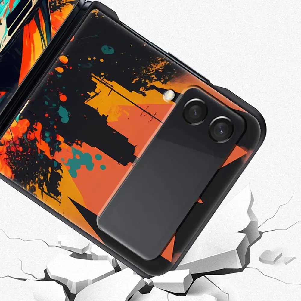 For Samsung Galaxy Z Flip 3 4 5 Hard Black Folding PC Phone Case Sports Car JDM Tokyo drift F1 Luxury For Samsung Z Flip3 Cover