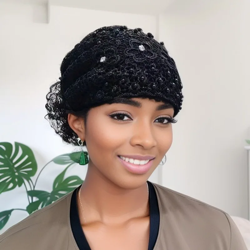 

Beading Embroidery Lace Turban Cap for Women Muslim Headscarf Hat Breathable Female Head Wraps Caps Islamic Headcover Bonnet