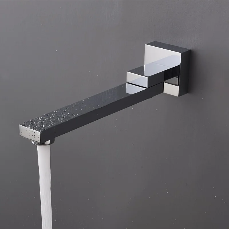 Tolm bagno nero/cromato ugello pieghevole vasca da bagno in acciaio inox a parete vasca da bagno rubinetto doccia accessori in acciaio inox