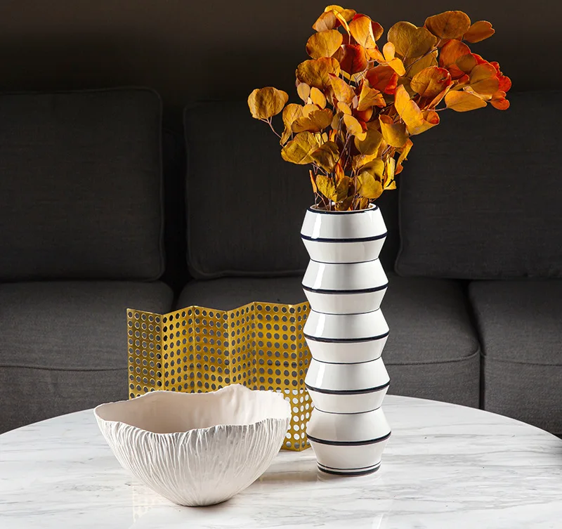 White texture ceramic fruit plate ornament, living room home use, creative shape dried fruit snack plate