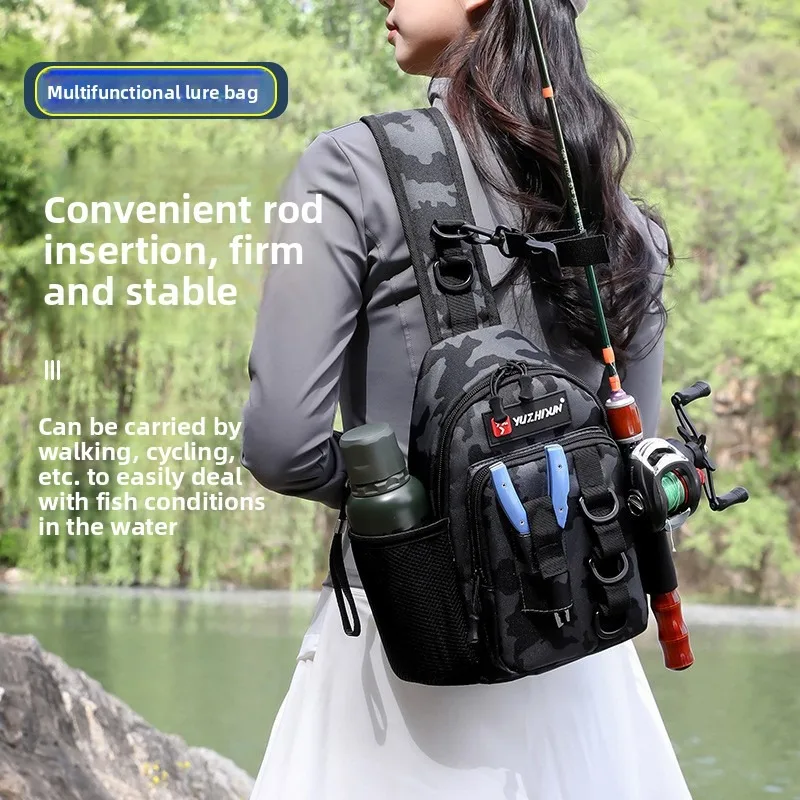 QAJTAO Multi Functional Bait Fishing Bag, Fishing Gear Backpack Made of Nylon Material Suitable for Camping and Fishing Use