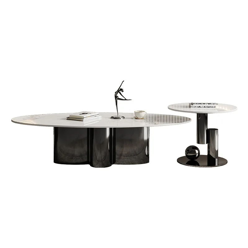 Minimalist coffee table household small apartment stainless steel rock plate coffee table