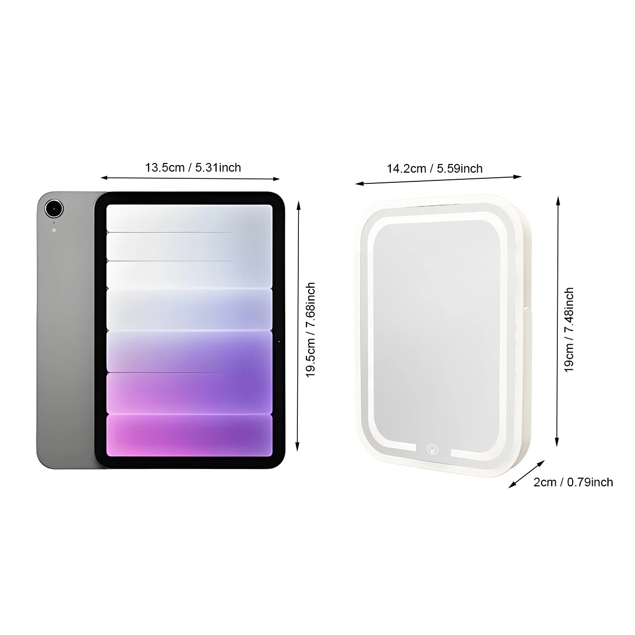 Travel Makeup Mirror with Lights, Portable Small Beauty LED Vanity Mirror with Lights, Dimmable Touch Screen