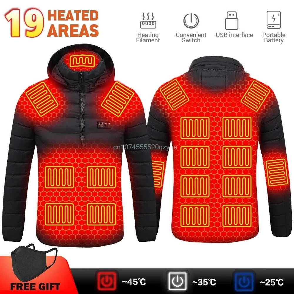 Verwarmde winterjas 21-gebieden Heren Dames ski-jas Grote maten USB Elektrische verwarmingsjas Verwarmd vest Moto Thermische kleding
