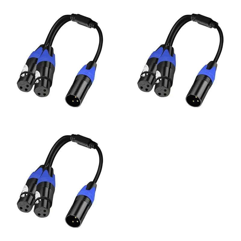 

【HAPPY】1 Male To 2 Female XLR Y Splitter Micrphone Cable,3Pin XLR Male To Dual XLR Female Y-Splitter Balanced Mic Cables (3Pc)