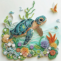 DIY Turtle and Flower 5D Special Shape Diamond Art Kits for Beginners,Diamond Art Painting Kits for Home Wall Decoration Gift