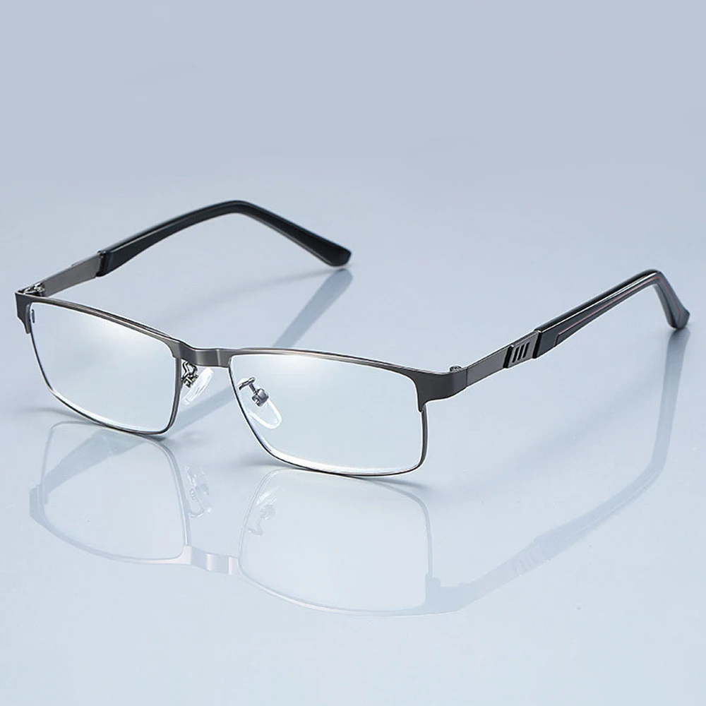 Vintage Metal Reading Glasses Men Classic Light-weight Rectangle Presbyopic Glasses Male Business Anti-blue Light Eyeglasses