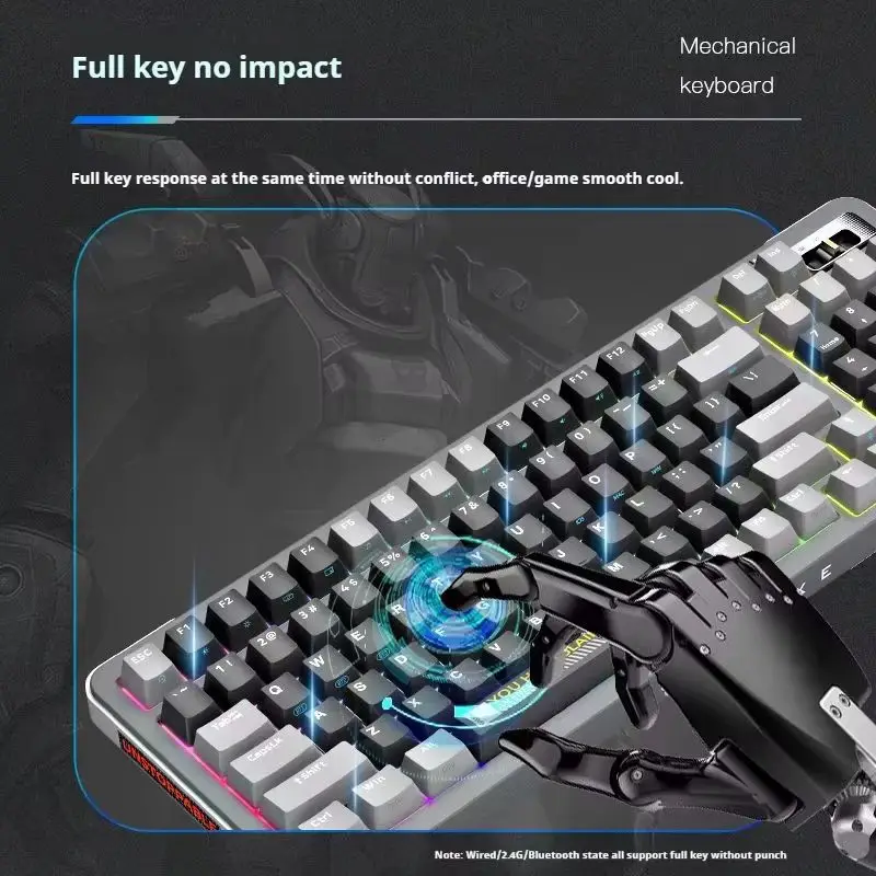 Royal Axe Y987 Keyboards Customizable Computer  68 87 98 Keys Wireless Bluetooth Gaming Rgb Office Hot-Swappable Mechanical