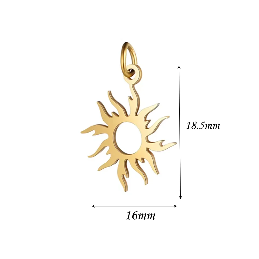 10 Stück/Set Edelstahl-Sonnenanhänger Großhandel DIY Schmuckherstellung Anhänger Schmuckherstellung Charms Anlauffarbener Stahl-Anhänger – Detail 2