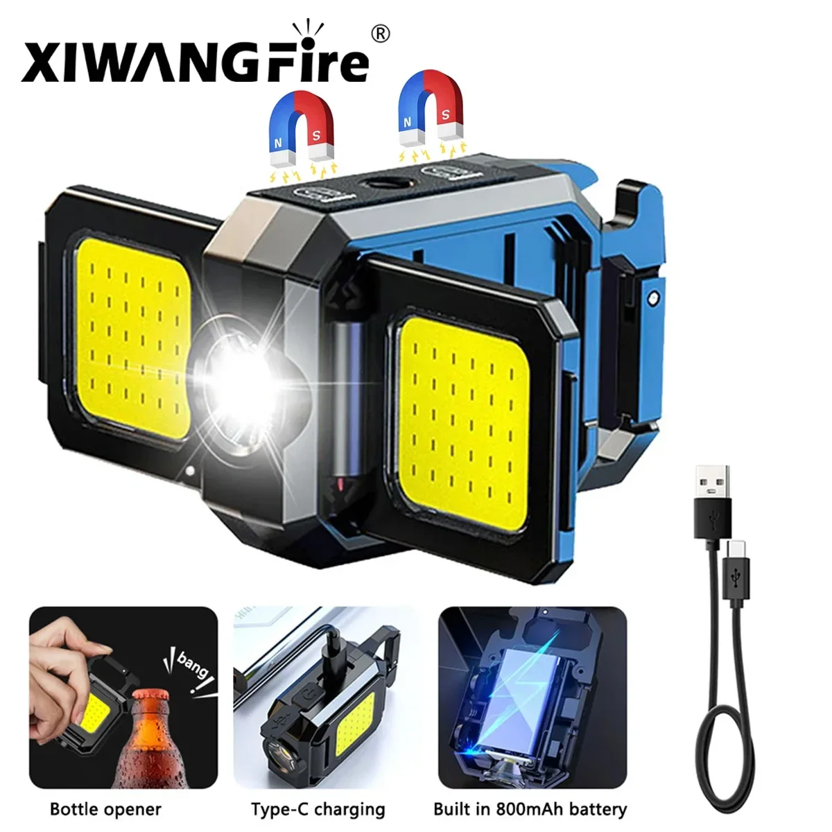 

Светодиодный мини-фонарик, брелок для ключей, двойные фонари COB, USB-фонарь для рыбалки со встроенным магнитом