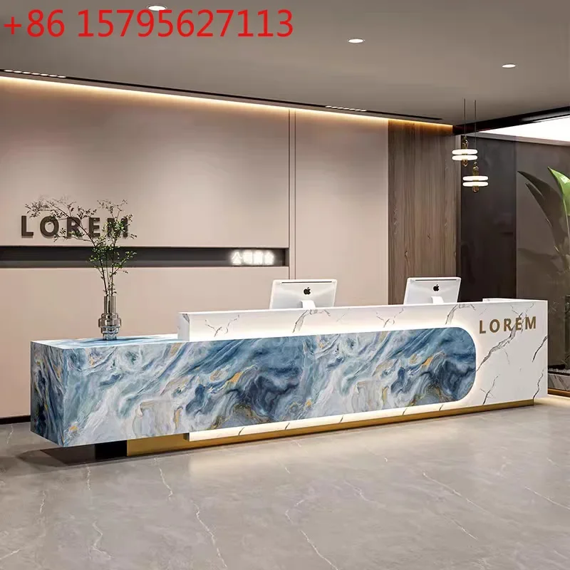 

High-end reception desk Hotel lobby Clubhouse rock slab bar