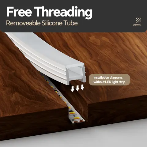 내장형 유연한 실리콘 슬리브, 착용하지 않고도 열 수 있는, 선형 LED 램프, 부드러운 램프 스트립, 숨겨진 선형 조명 기구