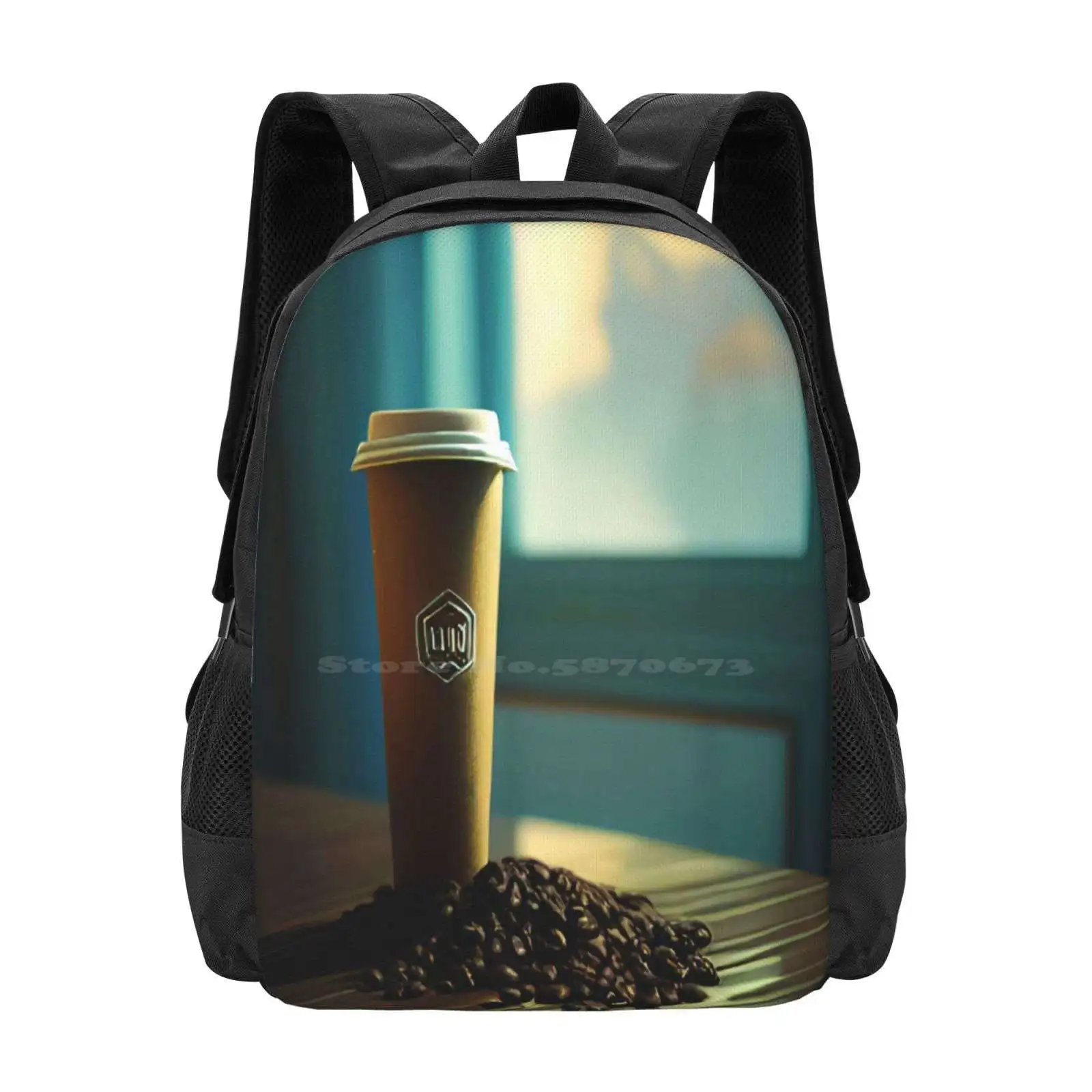 Glass And Coffee Beans Backpacks For School Teenagers Girls Travel Bags Glass Coffee Beans