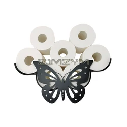 Funny Animal Butterfly Toilet Paper Holder Stand, Metal Free Standing Black Toilet Paper Holder Decorative Toliet Paper Storage