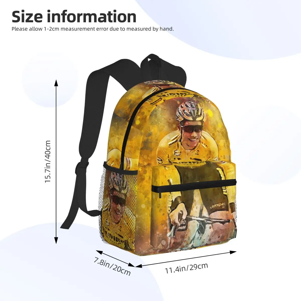 Wout Van Aert بلجيكا العلم المراهقين حقيبة ظهر الطالب حقيبة مدرسية المشي لمسافات طويلة السفر Daypack للرجال النساء حقيبة الكتب الموضة حقائب الكتف