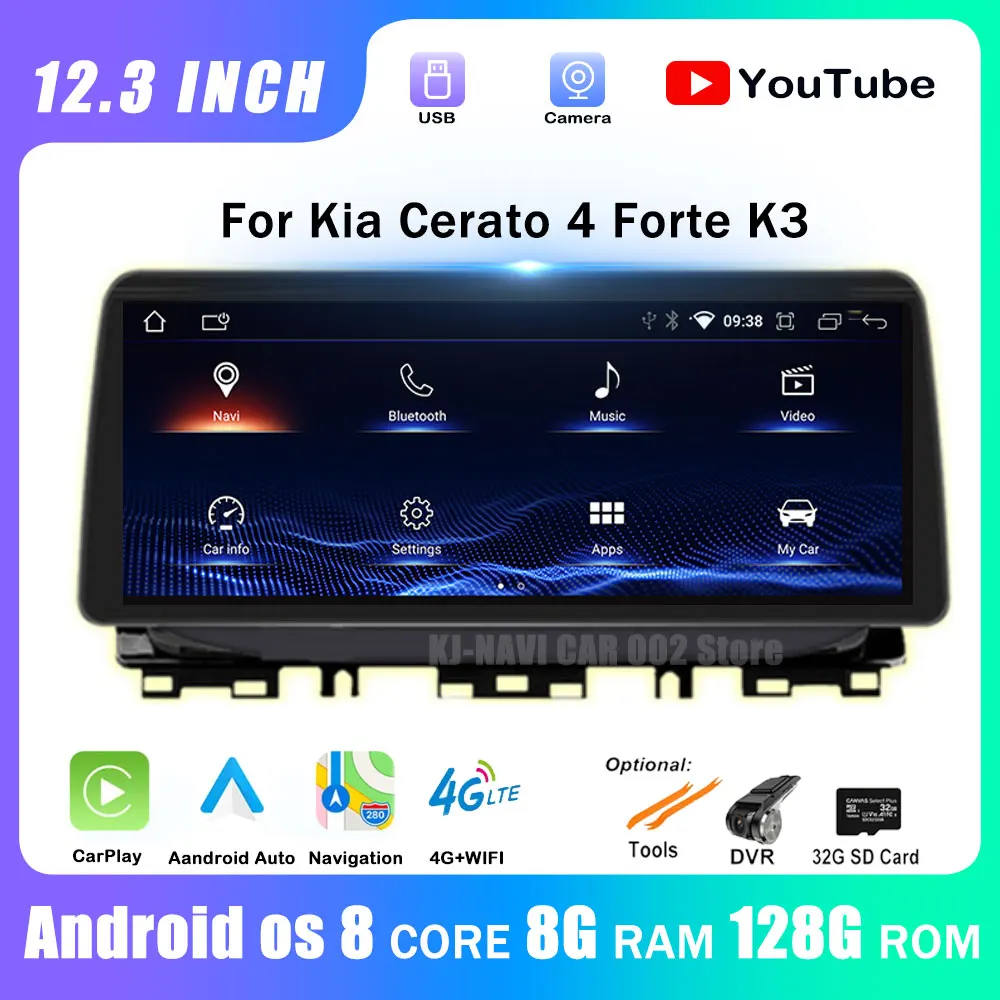 

Android 14 12,3 дюймов для Kia Cerato 4 Forte K3 2019 - 2022 автомобильный мультимедийный плеер StereoBT Carplay GPS Wifi OEM Style Head Unit