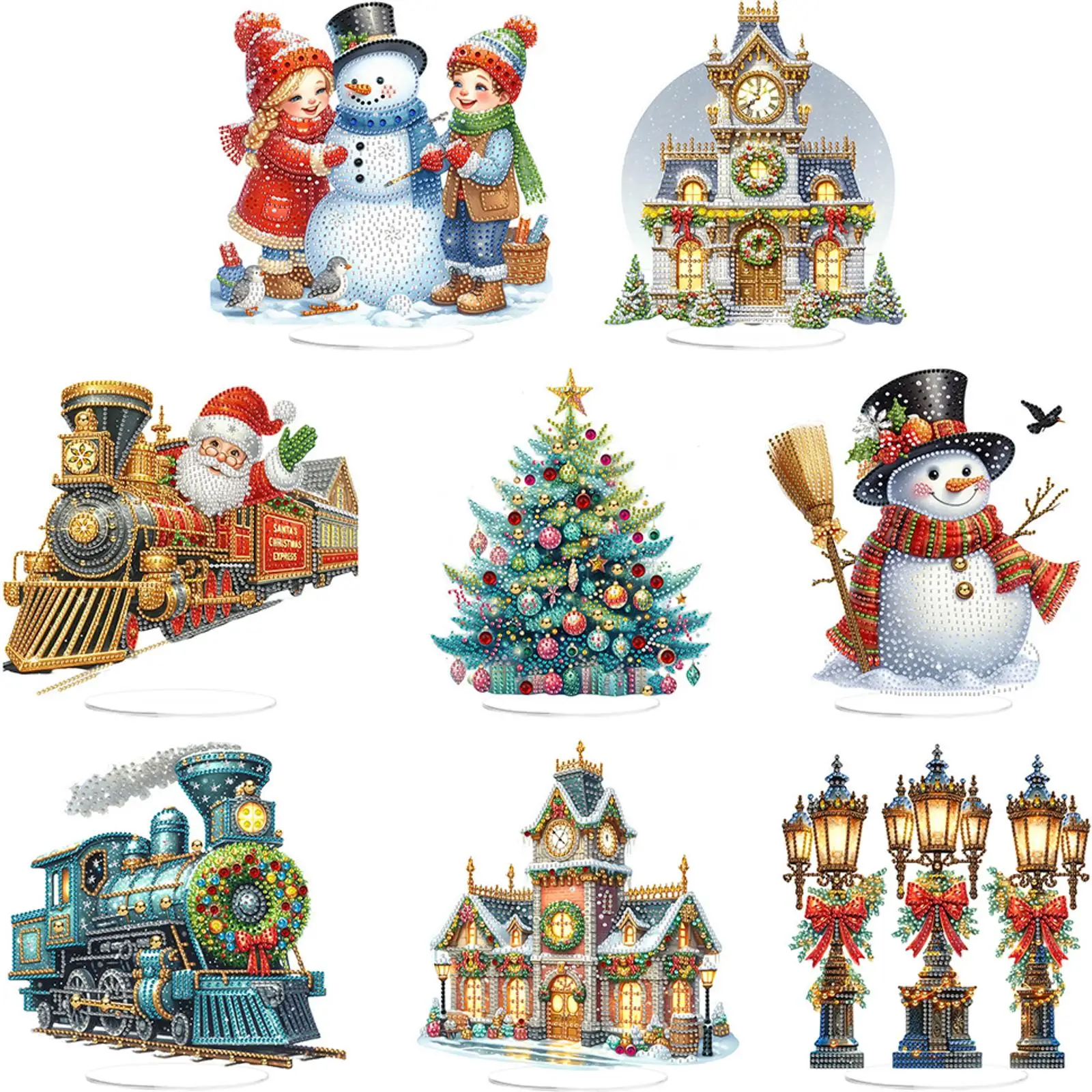 

2D Flat Christmas DIY Table Top Diamond Painting Ornament Kits Desktop Diamond Art Kits 5D DIY Diamond Art Tabletop Decorations
