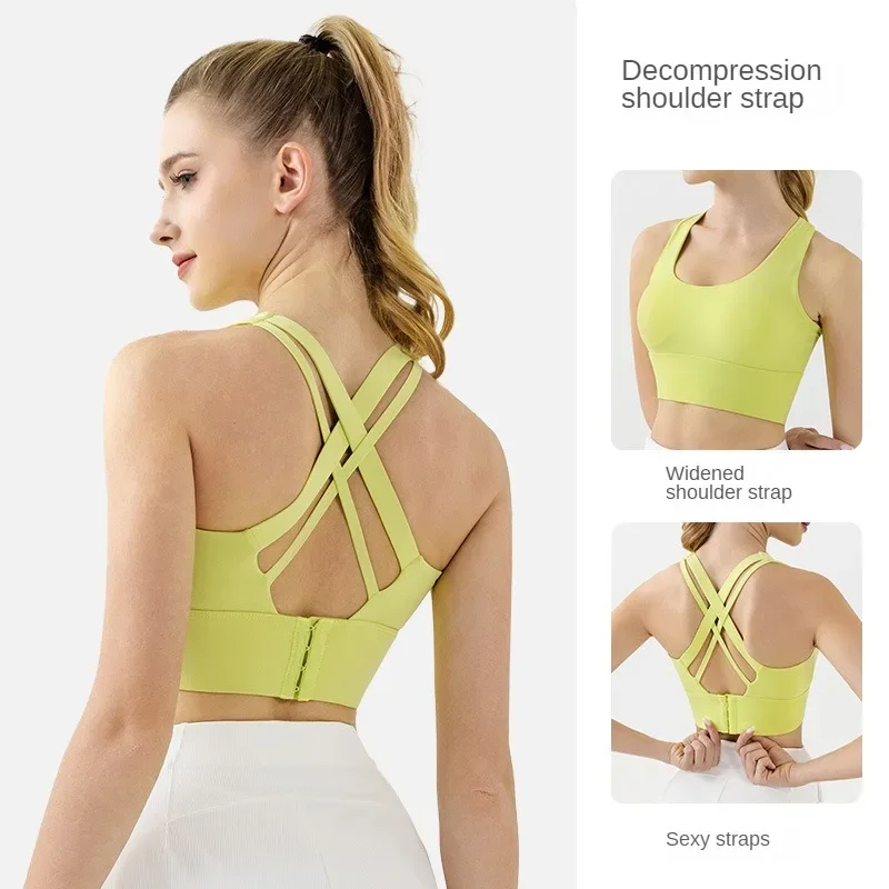 

Women's Sports Bra Shock Absorbing Running Vest Gym Tank Top Oversized Fitness Solid Summer Bra Top for Yoga Women Underwear Bra