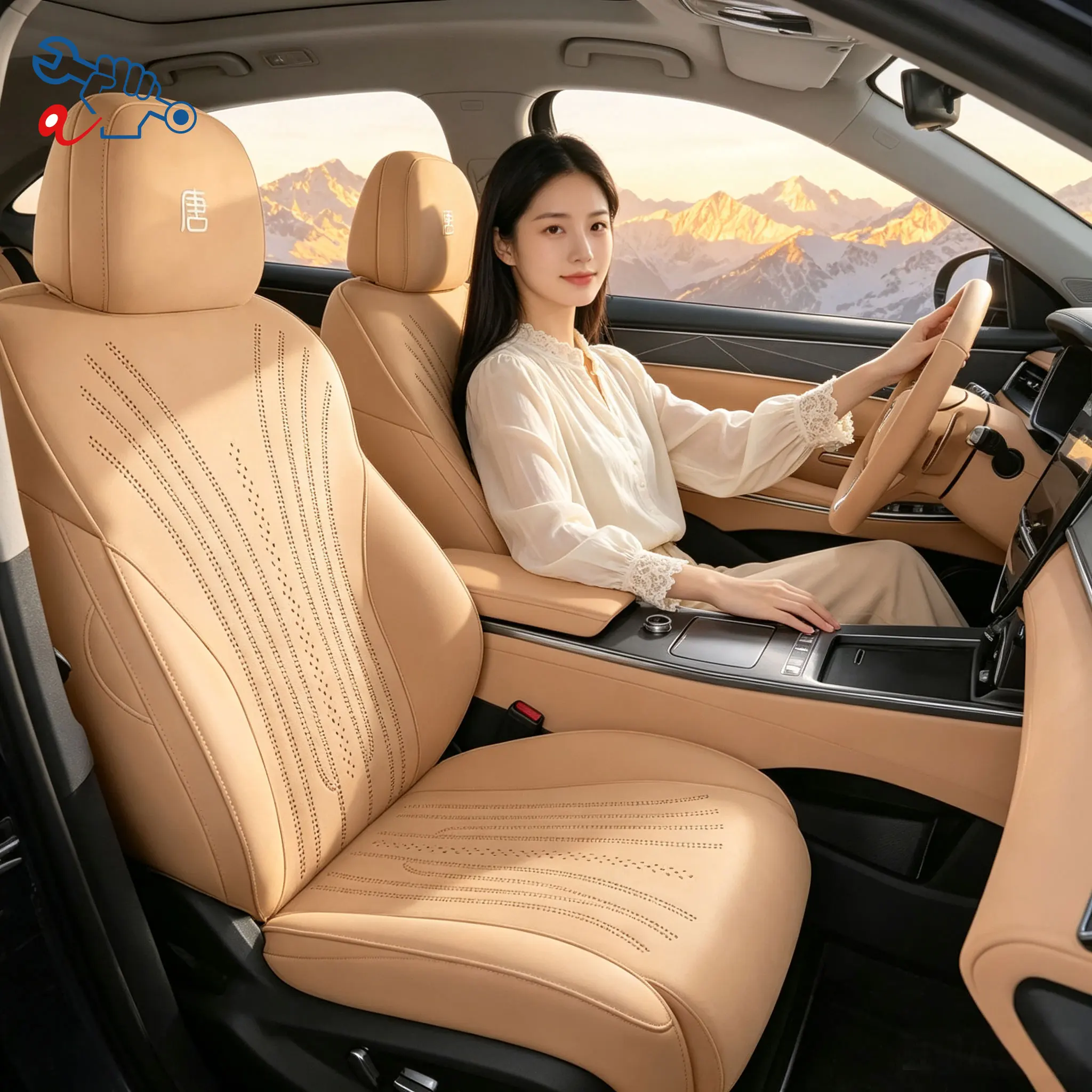 Left-Drive Car Seat Cover For BYD Tang L Atto 8 2025-2026 All Season Seat Cushion Custom Fit Full Surround Protective Covers