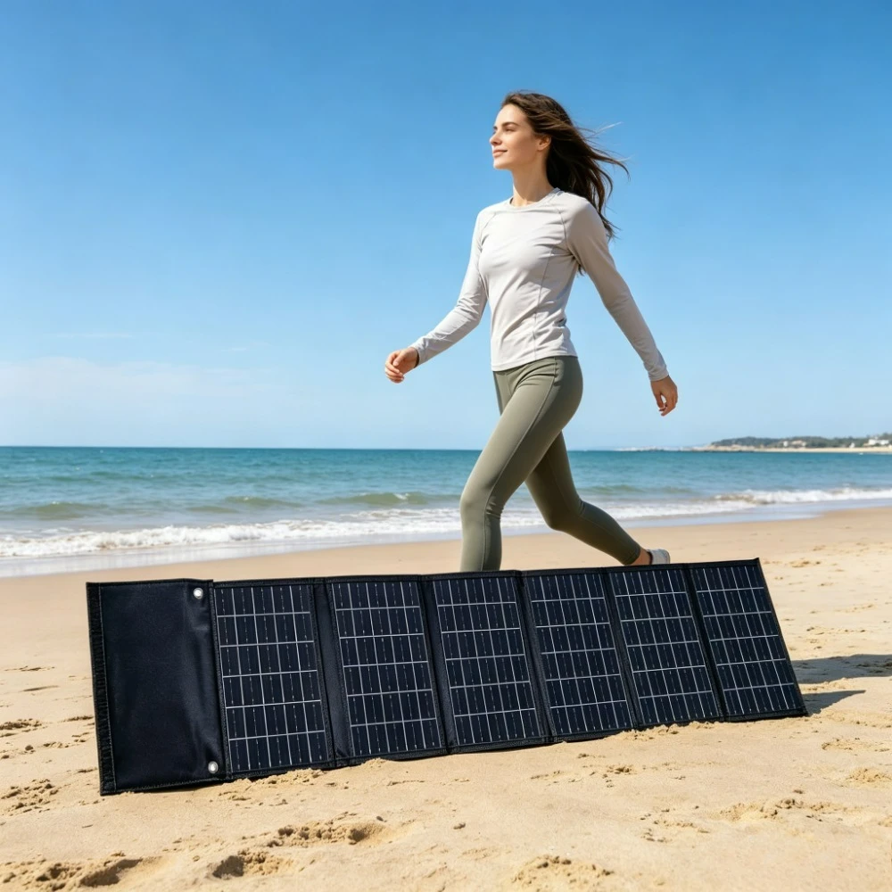 Emergency Power Supply Portable 90W 50W Foldable Solar Panel Charger ETFE Waterproof Dual USB DC Output For Camping Hiking
