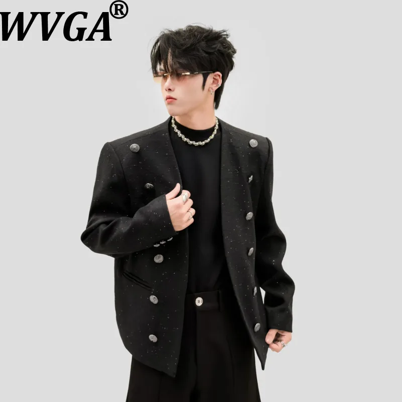 WVGA Spring Autumn New Men Luxury Korean Style Jacket Button-decorated Shoulder Pads Cardigan Niche Chic Casual Coats Ins W27176